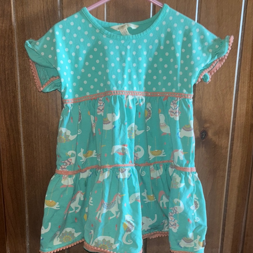Matilda Jane Aqua Polka Dot Dress with Animal Print